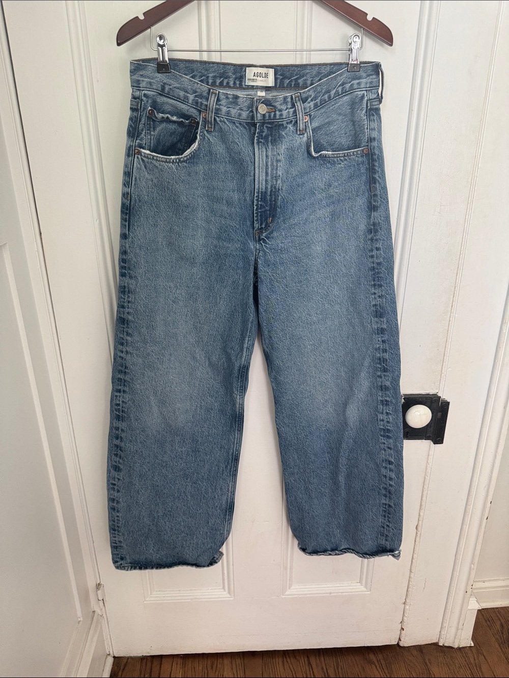 AGOLDE "Low Curve" Barrel Leg Jeans in Fairway